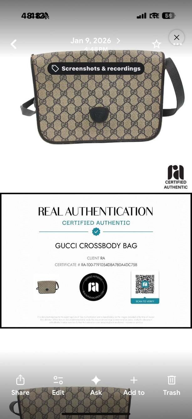Authentic Vintage Gucci GG Supreme Crossbody Bag Navy Blue Monogram Canvas - Picture 11 of 11